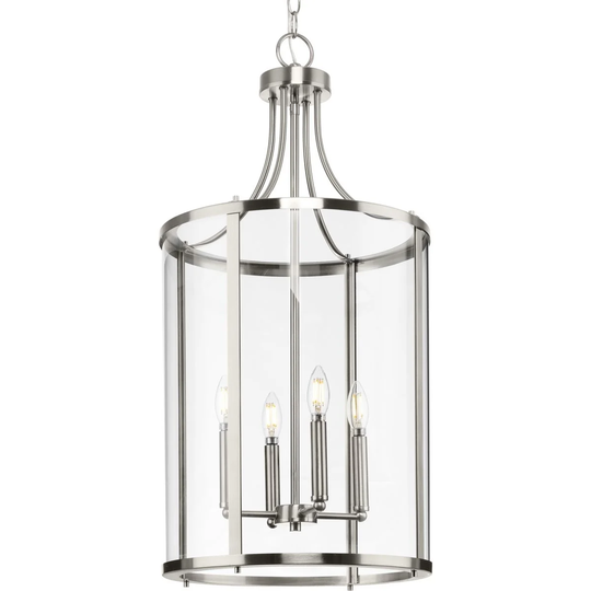 Gilliam Collection Four-Light Brushed Nickel New Traditional Hall & Foyer - 15 in x 15 in x 30.62 in