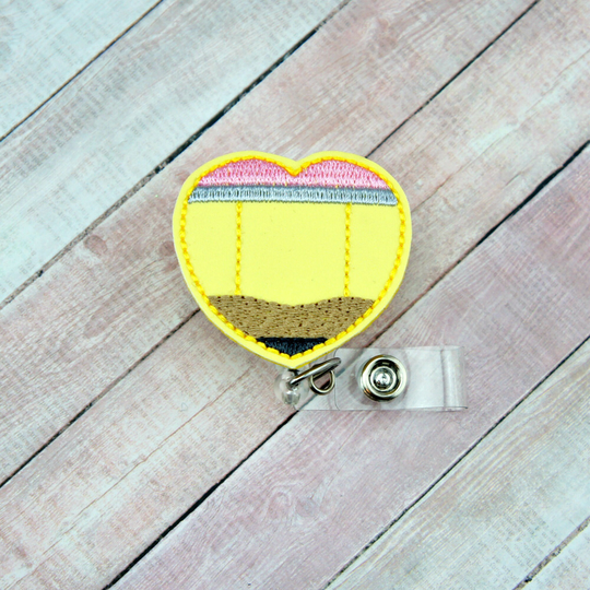 Pencil Heart Badge Reel, Teacher Name Tag Holder, Retractable Badge, Gifts For Teachers, School Id Appreciation