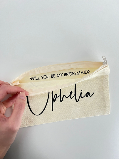 Custom Bridesmaid Proposal Bag/Custom Makeup Bag/ Kid's Pencil Case