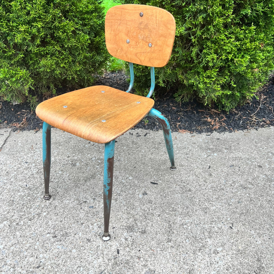 School Chairs, Adult Sized, American Made, Wood & Metal, Mcm, 16" Sized