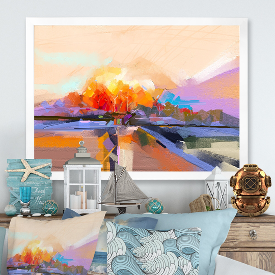 Designart 'Abstract Colorful Seascape II' Nautical & Coastal Framed artwork