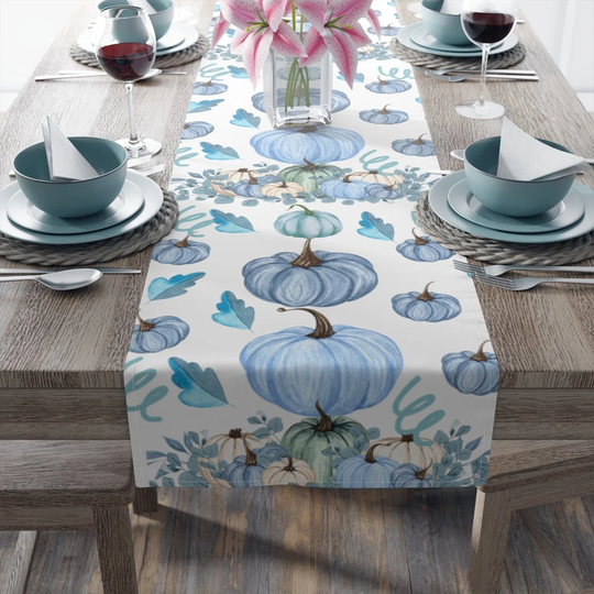 Blue Pumpkin Table Runner, Halloween Decor, Fall Cover, Decor