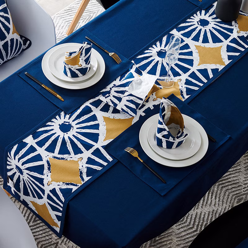 High Quality Table Runner, Nature Home Decorative Blue Runner, White With Blue, Holiday Table Setting