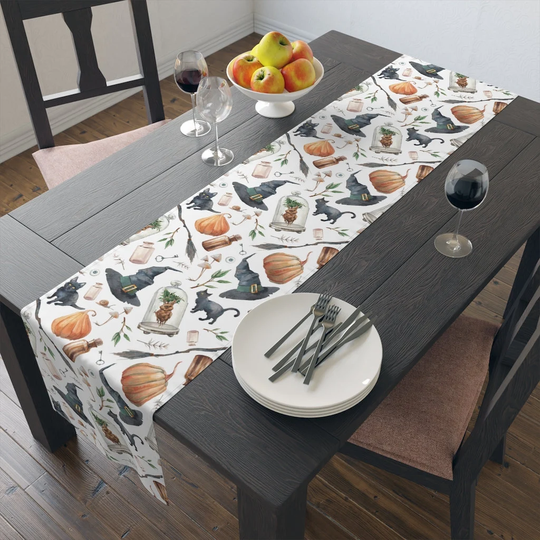 Witch Table Runner | Cotton, Poly Halloween Runner - Herbology - Wizard