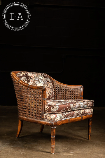 Vintage American Cane Chair With Floral Cushions