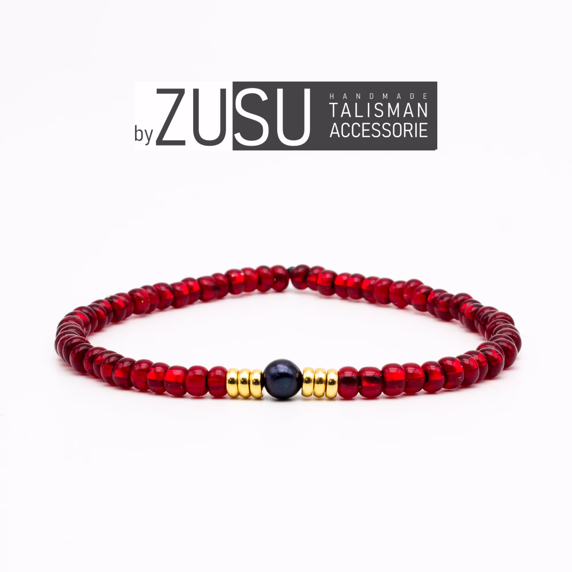 Black Pearl Mens Bracelet, Chic Beaded Birthstone Jewelry, Red Birthday Gifts For Husband & Boyfriend