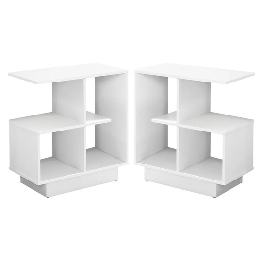 12" Particle Board End Table in White Finish - Set of 2 - 54 x 84
