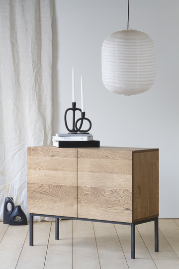 Konk ‖ Chamfered Edge Cabinet Bespoke Sizes Available Solid Oak & Steel Sideboard, Industrial Tv Stand Cupboard
