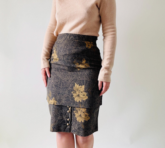 Vintage Extrafine Wool Brown Pencil Skirt