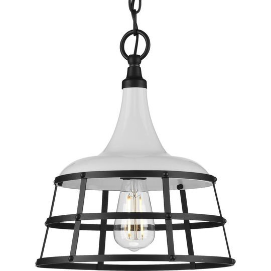 Bastille Collection White One-Light Pendant - 15.750" x 14.760" x 14.760"