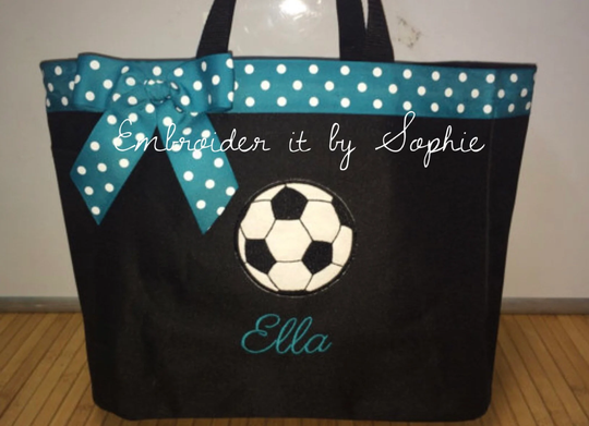 Personalized Soccer Tote Bag/Birthday Gift/Baby Shower Gift/Essential Diaper Bag/Sports Gym Bag/Book Art Bag/Custom Embroidery