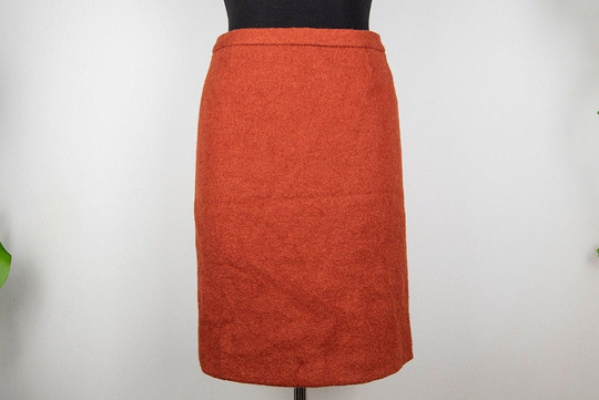 Vintage Burnt Orange Boiled Wool Mini Pencil Skirt