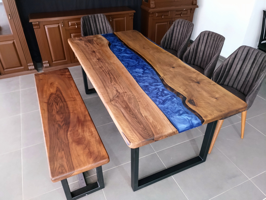 Amazing, Epoxy Table, Walnut Wood, Live Edge Decor, Office Desk, River Dining Table