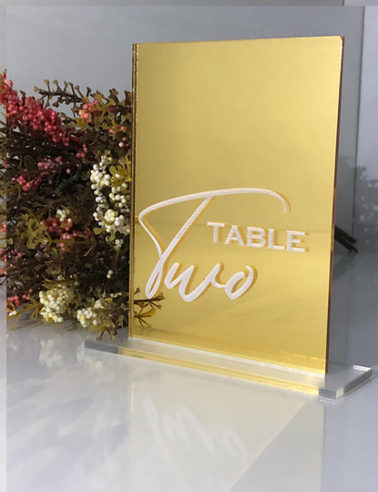 Gold Acrylic Table Numbers| Number Sign| Standing Number Sign