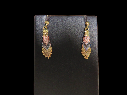 Vintage Italian Tri Color Silver Small Riccio Dangle Earrings