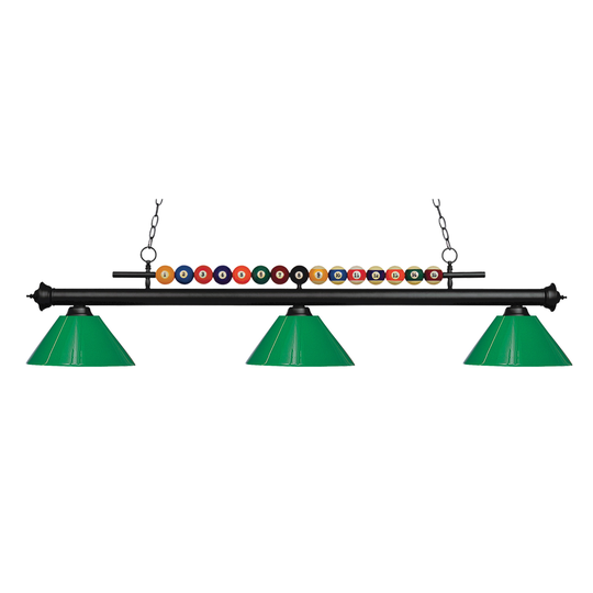Avery Home Lighting Shark 3-light Island/Billiard Green-finished Light - Green - Matte Black