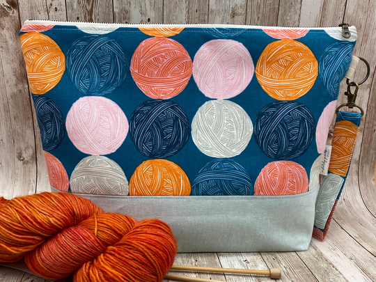 All Wound Up | Brights Sweater Wedge Bag| Large Zipper Project Knitting Gift For Makers