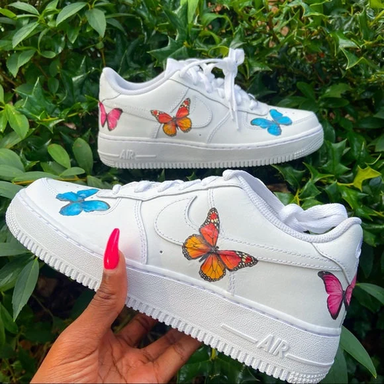 Multi Color Butterfly Custom Made Air Force 1, Personalized White Af1S, Hand Crafted Sneakers, Unisex Men Women Kids, All Sizes Available