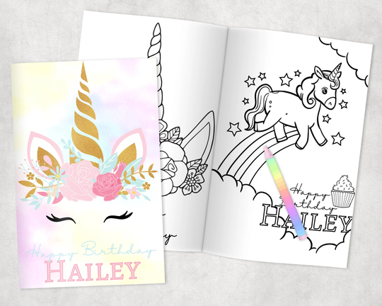 Unicorn Personalized Coloring Books - Custom Party Favors Thank You Gift Birthday Printed & Shipped- 12