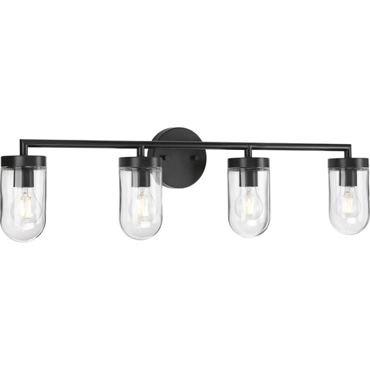 Signal Collection 4-Light Graphite Clear Glass Coastal Bath Vanity Light