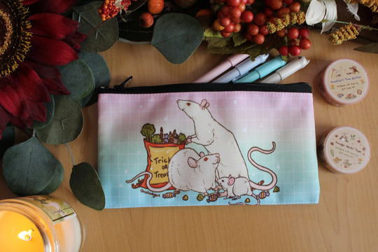 Zipper Pouch Halloween Rainbow Albino Rats Trick Or Treat Canvas Fabric Pencil Case