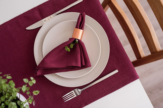 Linen Napkin. Softened Linen Table Burgundy Napkins. Napkin Set Of 2, 4, 6, 8 Or 12 Rustic Decor. Cloth Napkins