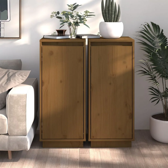 Sideboards 2 pcs Honey Brown 12.4"x13.4"x29.5" Solid Wood Pine