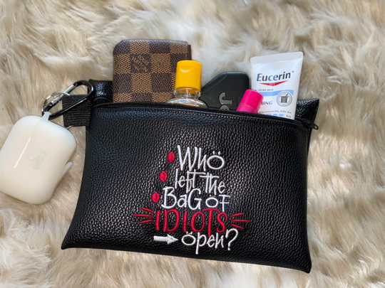Inventory Clearance Embroidered Zipper Bag Pouch | Faux Leather Funny Saying Make Up Cosmetic Case Pencil