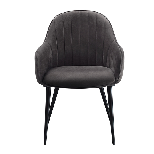 Minimalist Design Mid-Century Modern Elegant Side Chair with Black Tapered Legs and Channel-Tufted Backrests