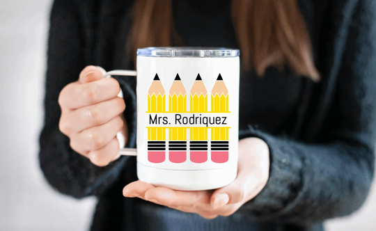 Teacher Pencil Personalized Insulated Mug - Travel Appreciation Gift Gifts Coffee