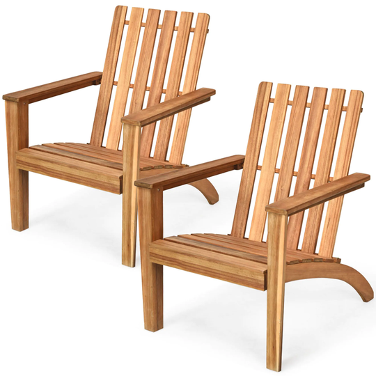 Gymax Set of 2 Outdoor Wooden Adirondack Chair Patio Lounge Chair w/ - 27' x 29'' x 33.5''