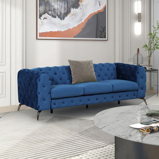 Americana Style Upholstered Velvet Tufted Sofa,Loveseat and Single Sofa