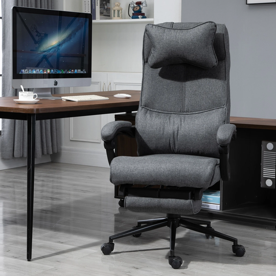Vinsetto Reclining Home Office Chair Executive Adjustable Rolling Swivel Chair With Retractable Footrest