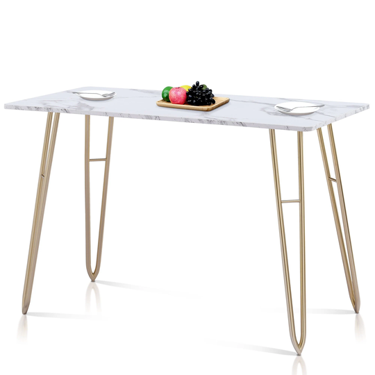 Mcombo Kitchen Table Dining Table with Modern Italian Type Small, Simple Tea Table with Rectangle Wood Marble Pattern Board