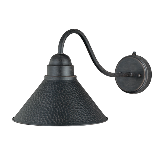 Outland 1 Light Dusk to Dawn Black Gold Farmhouse Barn Dome Outdoor Wall Lantern - 9.75-in W x 9.5-in H x 20-in D