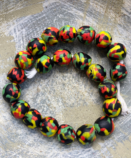 Krobo, 13mm Multi Color Krobo African Glass Beads From Ghana, Variegated Round Beads, Half Or Full Strand More Colors