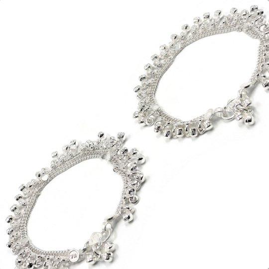 700 Silver Kids Traditional Designer Meena Anklet - Style#11