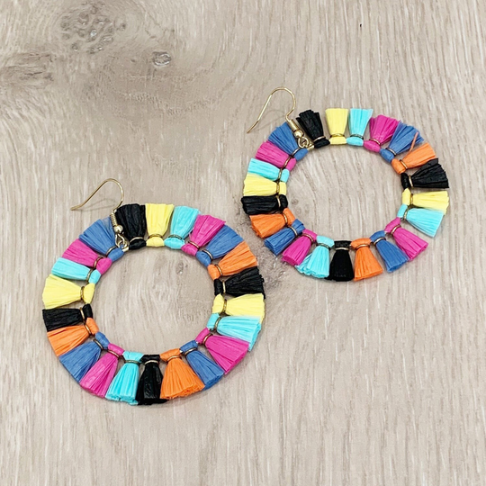 Colorful Statement Earrings, Fringe Bright Tassle Lightweight Earrings