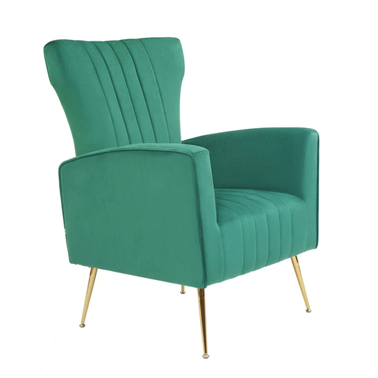 Velvet Accent Chair, Wingback Arm Chair with Gold Legs