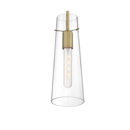 Alondra 1-Light Mini Pendant Fixture - Vintage Brass Finish with Clear Glass - Vintage Brass - Vintage Brass