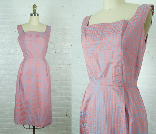1950S Mauve Pink Pencil Dress . 50S Wiggle Xsmall