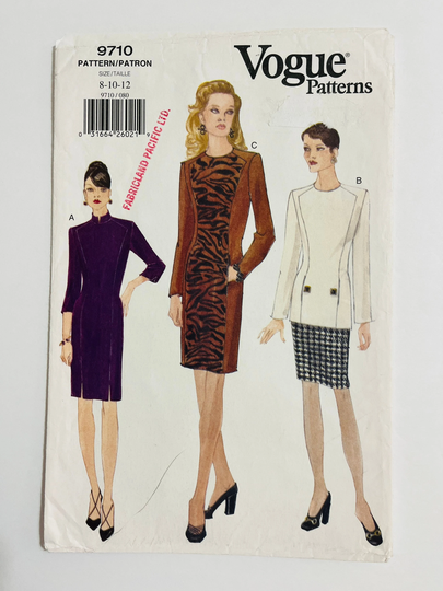 Vogue 9710 Bust 31.5" 32.5" 34" 1997 90S 1990S Vintage Sewing Pattern Top Sheath Dress Jacket Midi Pencil Skirt Suit