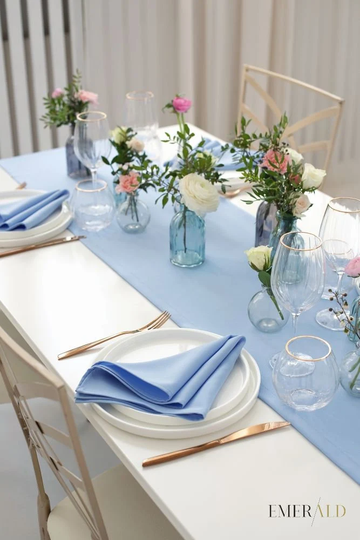 Light Blue | Baby Blue- Table Runner & Napkins - Handmade Set Decor