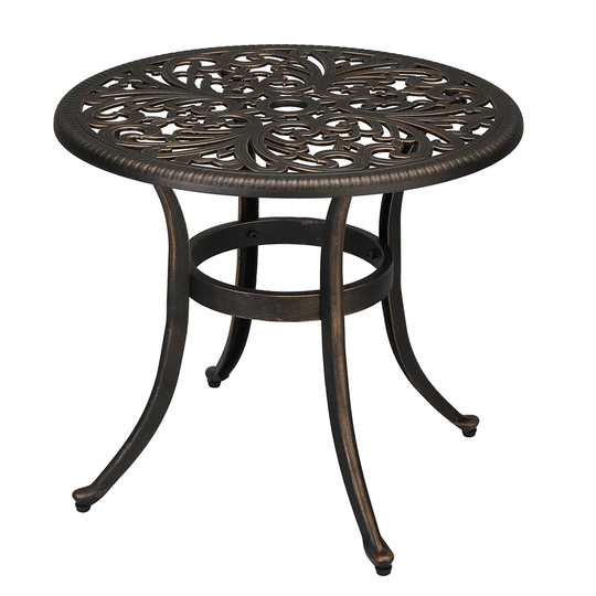 23.6" Phoenix Table Round Garden Cast Aluminum Side Table Bronze