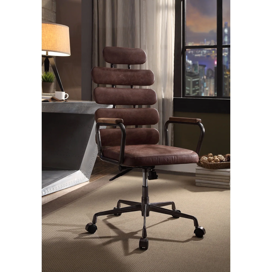 ACME Calan Executive Office Chair, Vintage Whiskey Top Grain Leather