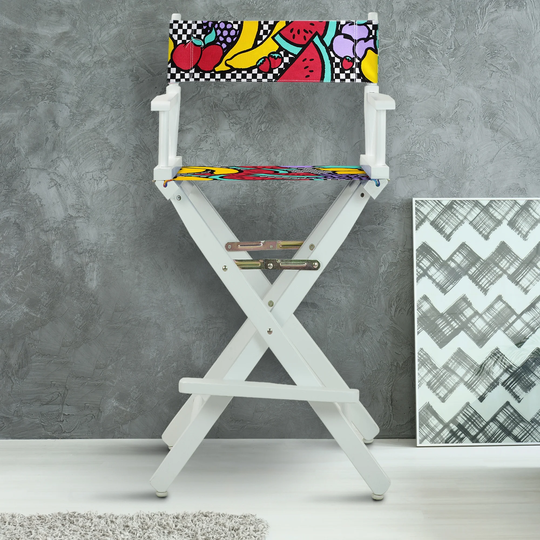 30" Director's Chair White Frame-Mixed Fruit - 23"W x 19"D x 45.5"H