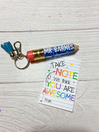 Teacher Pencil Keychain, End Of Year Gift, Glitter Appreciation