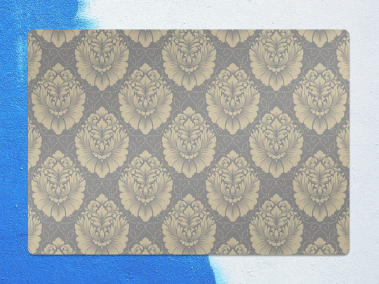 Damask Classical Chair Mat, Beige Protective Gray Splat Victorian Vinyl Floor Pad, Office Room Rug, Gift Idea