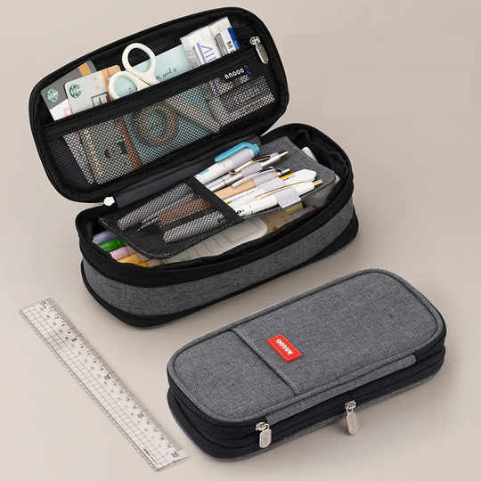 Black Expandable Canvas Pen Case Pencil Storage
