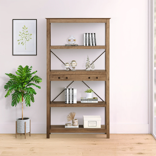 Saint Birch Honduras Transitional Four-Shelf Bookcase
